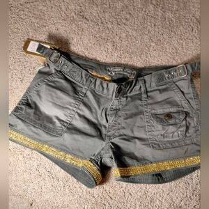 Robin's Jean Olive Shorts with Gold Accents
